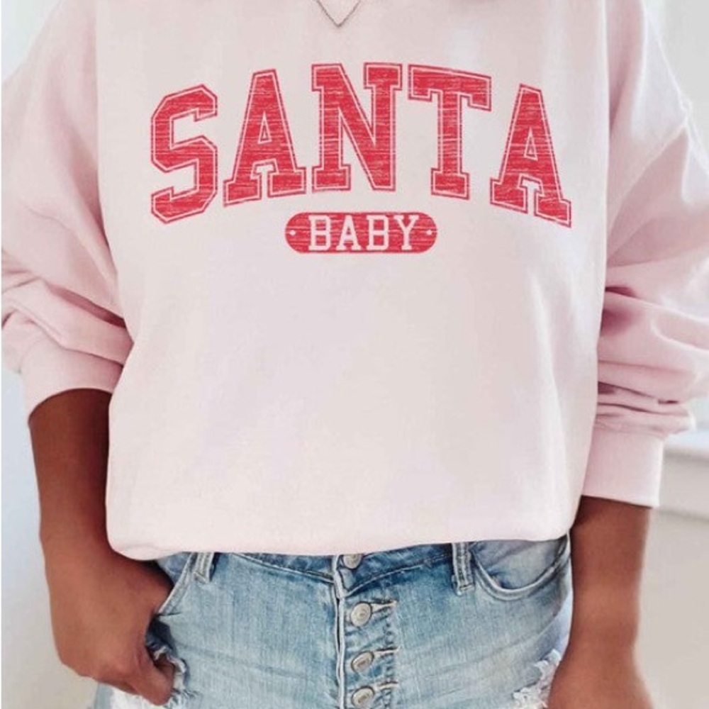 Christmas Light Pink Santa Baby sweatshirt size medium